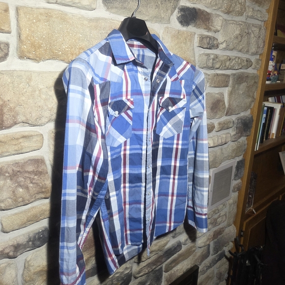 Levi's Blue Plaid Men's Button-Down Shirt - Picture 3 of 6